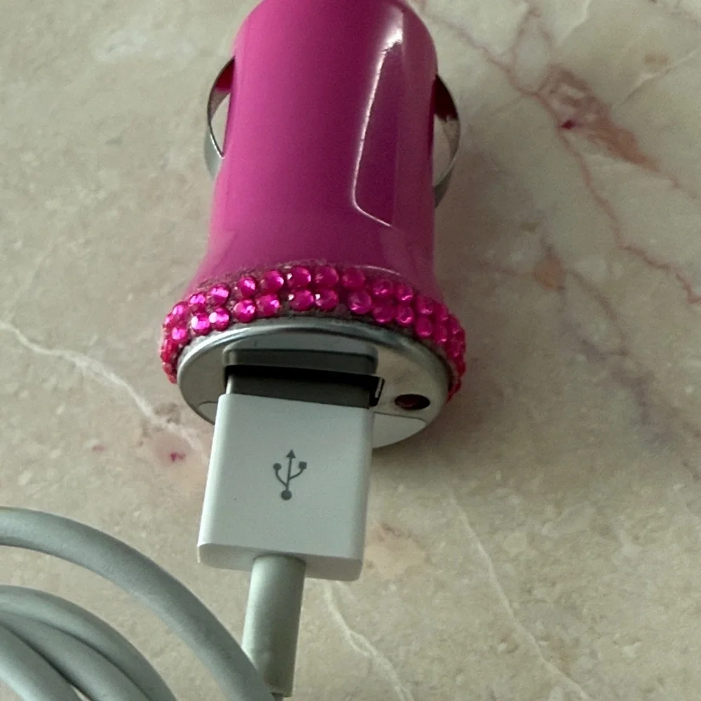 Pink USB Car Charger Adapter